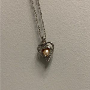 Heart Pearl Silver Necklace